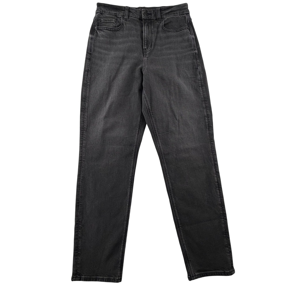 American Eagle Curvy Mom Straight Jean Womens 8 Charcoal Denim High Rise Stretch